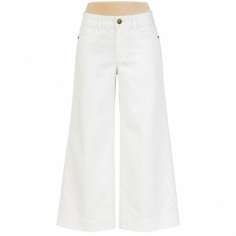 Draper James RSVP White Wide Leg Jeans Women's Size 4 High Rise Cotton Blend